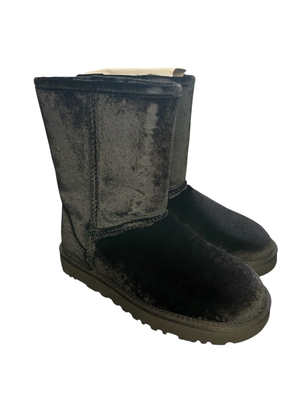 UGG Classic Short II Boots Womens Size 5 Black Wool Velvet Mid Calf